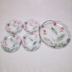Mikasa Tivoli Tulip Crystal Serving Dish Plate Set